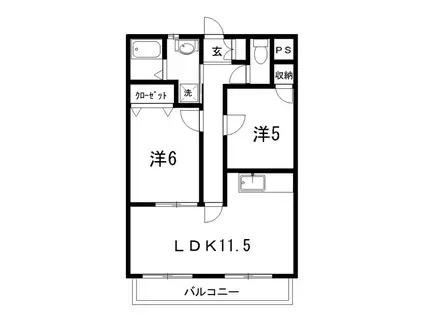 ロイヤル智晴(2LDK/3階)の間取り写真