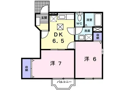 レジデンスI(2DK/1階)の間取り写真