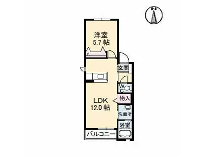 シュエットA棟(1LDK/1階)の間取り写真