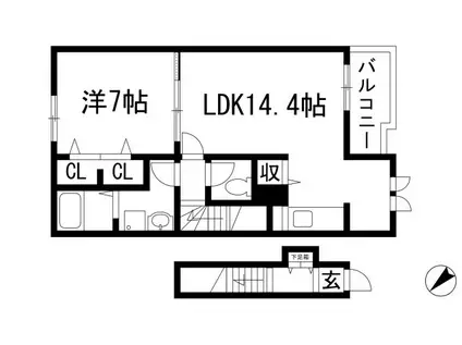 フォンテーヌ逆瀬川(1LDK/2階)の間取り写真