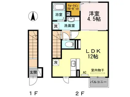 19DROPS(1LDK/2階)の間取り写真