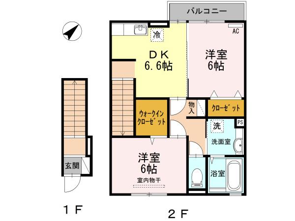 ELEGANCE I(2DK/2階)の間取り写真