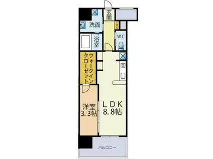 ブレス唐人町駅前(1LDK/3階)の間取り写真