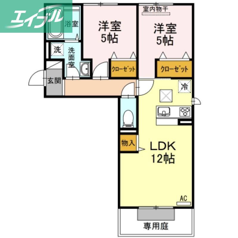 フルス吉備津(2LDK/1階)の間取り写真