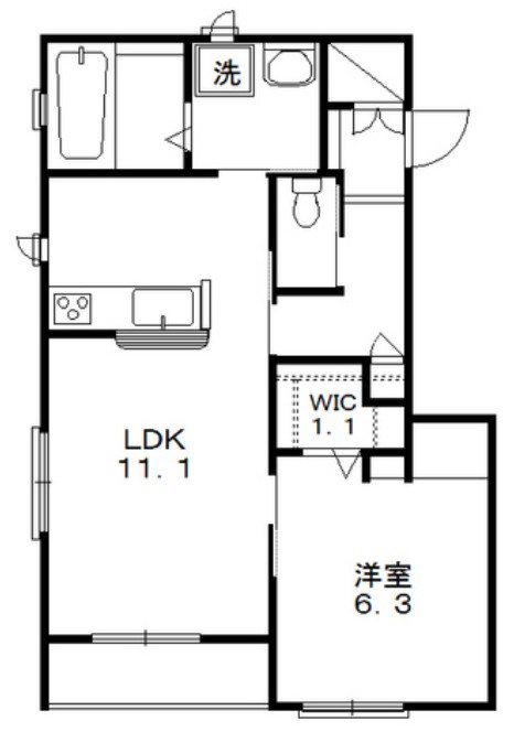 へーベルメゾン姫路 A棟(1LDK/1階)の間取り写真