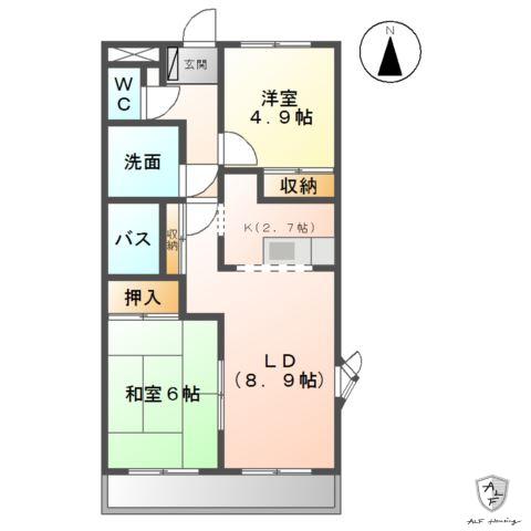 エルソレイユ(2LDK/2階)の間取り写真