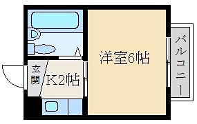 ルートマンション走谷(ワンルーム/1階)の間取り写真