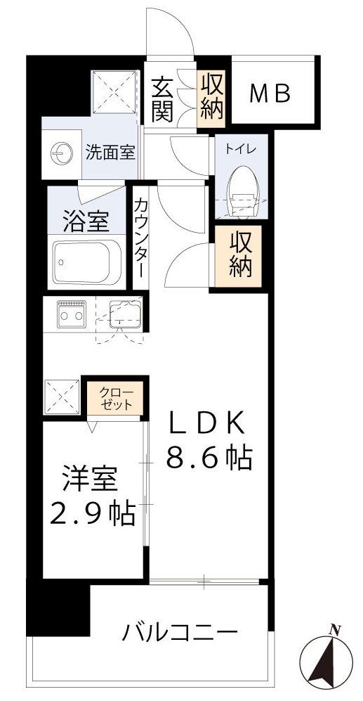 コンフォリア・リヴ京橋(1LDK/10階)の間取り写真