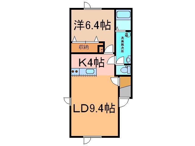 プードリエS(1LDK/2階)の間取り写真
