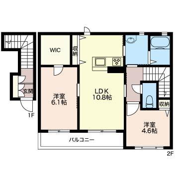 グリナージュB(2LDK/2階)の間取り写真