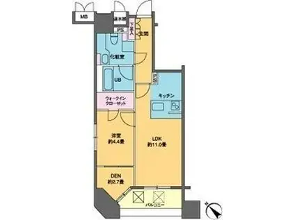 カスタリア銀座3(1SLDK/14階)の間取り写真