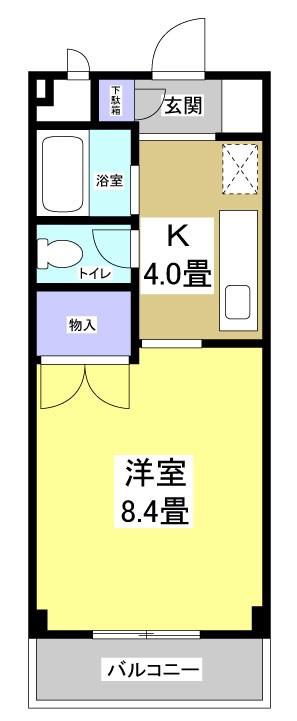 ツインシャトー富ヶ丘(1DK/4階)の間取り写真