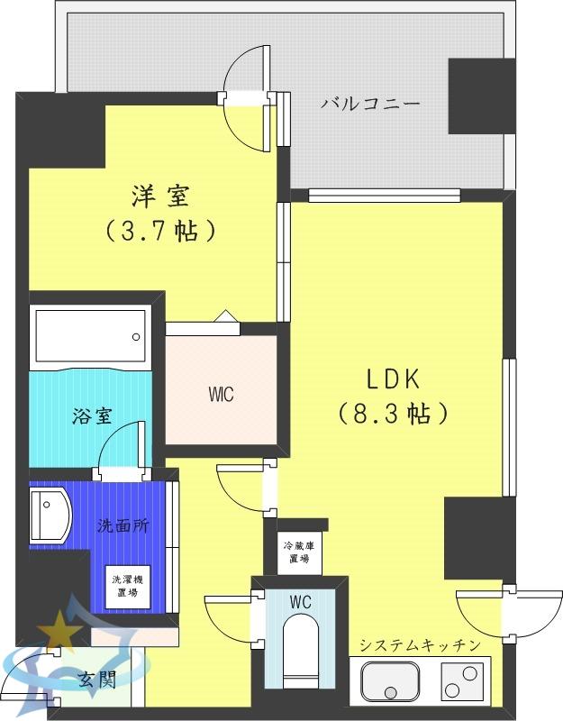 クラッセ山鼻(1LDK/5階)の間取り写真