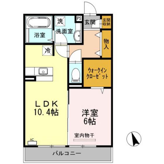 LUCE(1LDK/2階)の間取り写真