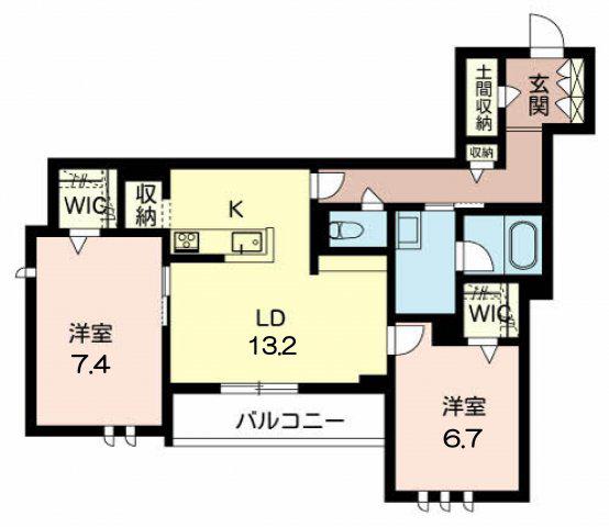 ARIETTA 東三国ヶ丘(2LDK/2階)の間取り写真