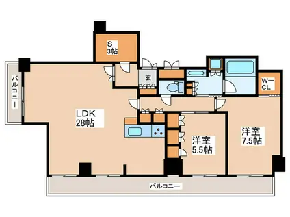 アートアルテール コンドミニアムフロア(2SLDK/24階)の間取り写真