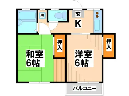 ファミール白糸(2K/2階)の間取り写真