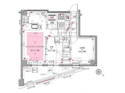 ディアナコート小石川播磨坂レジデンス(2LDK/4階)の間取り写真