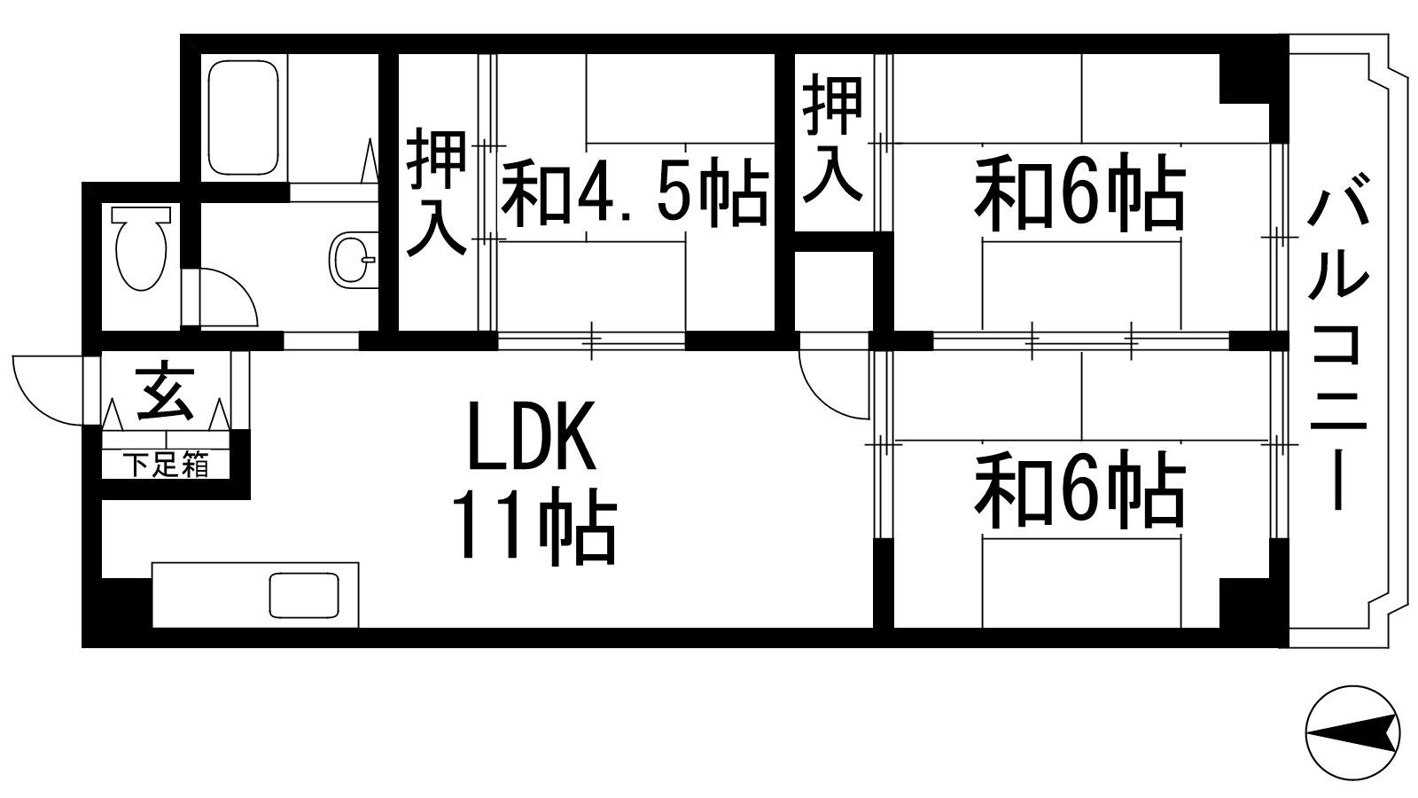 ローレルハイツ宝塚2号棟(3LDK/6階)の間取り写真