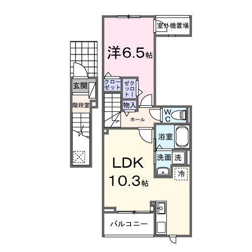 リバーストーン 太田(1LDK/2階)の間取り写真