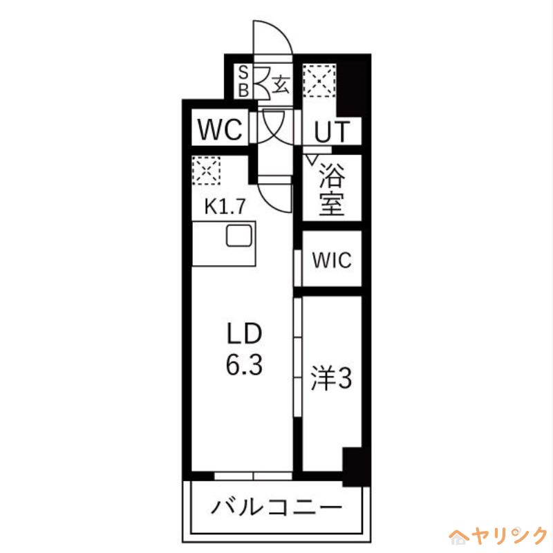 メイクスアート浄心(1LDK/9階)の間取り写真