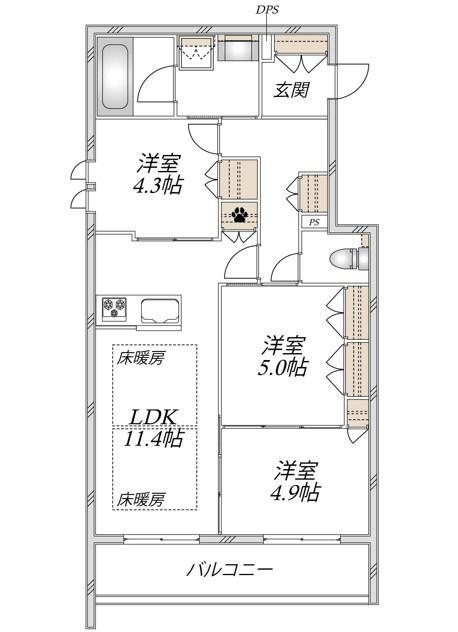 THE PRIMROSE AT東松戸(3LDK/2階)の間取り写真