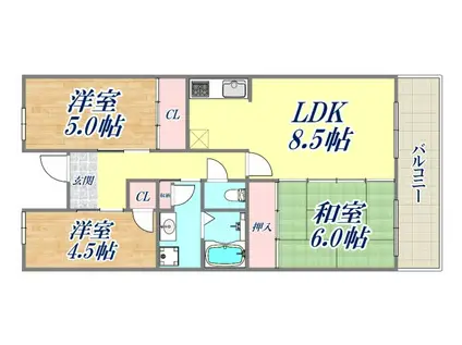 パークアベニュー南五葉(3LDK/3階)の間取り写真