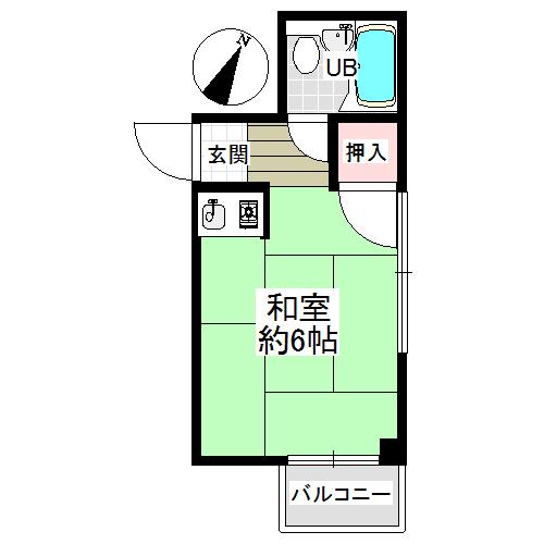 春日野道ロイヤルハイツ(1K/4階)の間取り写真
