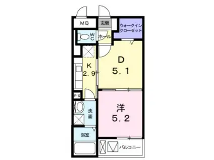 カーサベルデ(1LDK/4階)の間取り写真