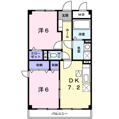 ディペンドマ-ク(2DK/1階)の間取り写真