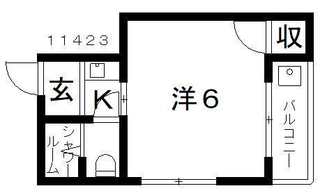 ローレルハイツ(1K/1階)の間取り写真