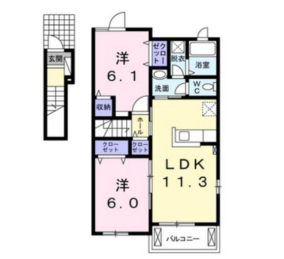 カーサセレノ A (2LDK/2階)の間取り写真