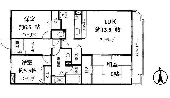 ロイヤルヒルズ高砂(3LDK/4階)の間取り写真