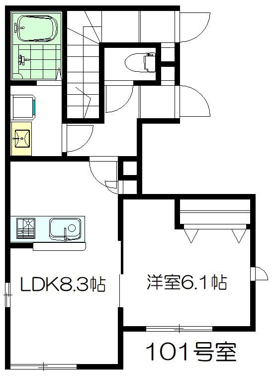 KITO KAMIITA(1LDK/1階)の間取り写真