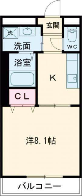 ラヴニール(1K/1階)の間取り写真