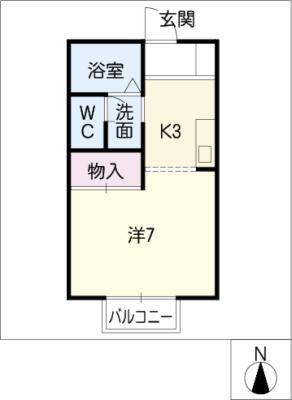 コート六番(1K/2階)の間取り写真