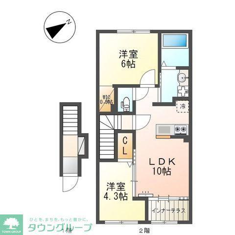 スカイセレーネ(2LDK/2階)の間取り写真