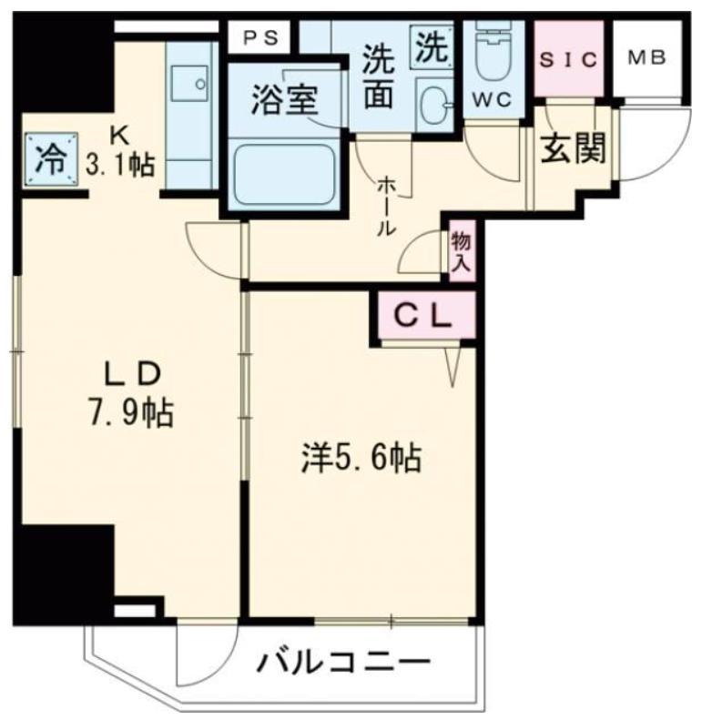 ガリシア大塚サウス(1LDK/8階)の間取り写真