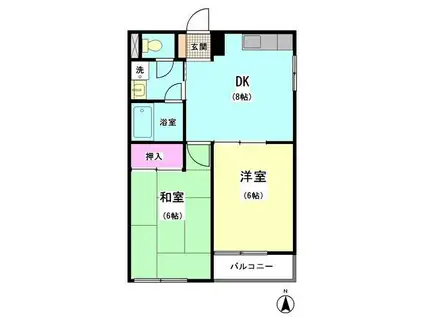 エミネンスアイル(2DK/2階)の間取り写真