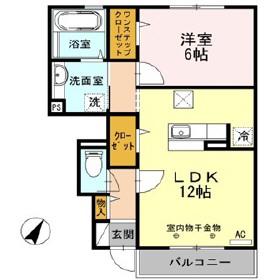 ミクスト A(1LDK/1階)の間取り写真