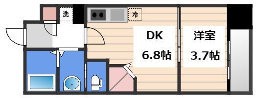 シェルグランデ鉄砲町東(1DK/8階)の間取り写真