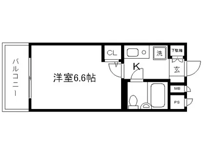 デトム・ワン御所南(1K/2階)の間取り写真