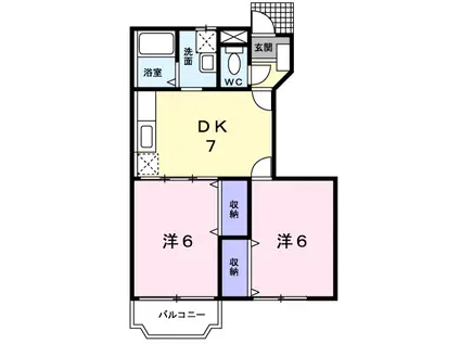 ラ・プリマヴェーラA(2DK/1階)の間取り写真