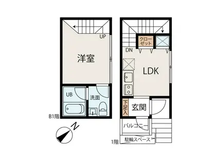 ルナ サテラート(1DK/1階)の間取り写真