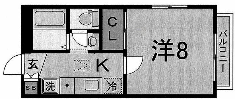 バレンシア(1K/1階)の間取り写真