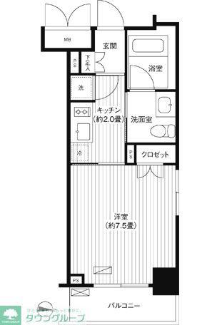 グランハイツ錦糸町(1K/10階)の間取り写真