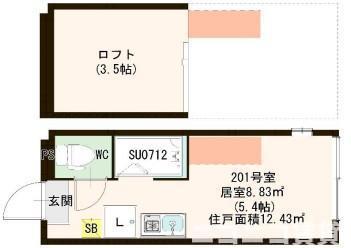 ハーモニーテラス清水町(ワンルーム/2階)の間取り写真