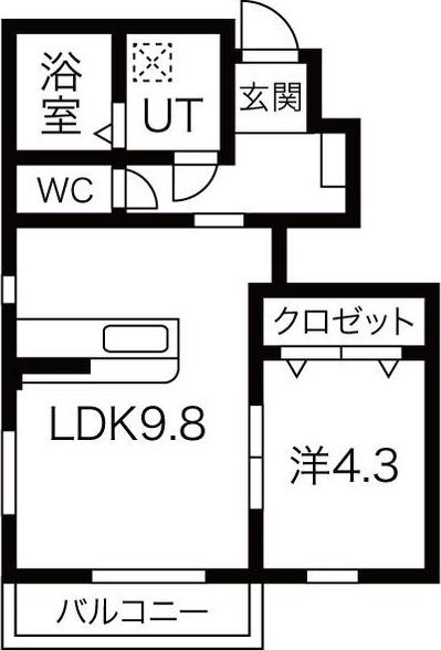 グリーンヒルズ大堤B棟(1LDK/1階)の間取り写真