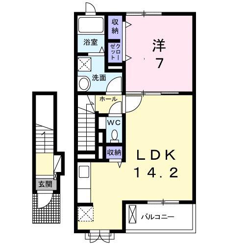 ウエルシ-I(1LDK/2階)の間取り写真