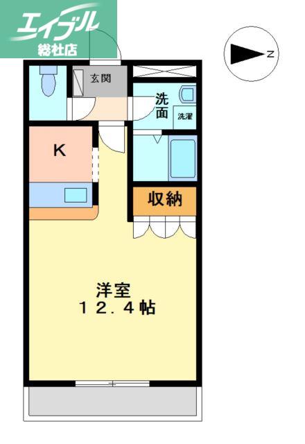 タウニーエンジェル・K(1K/1階)の間取り写真